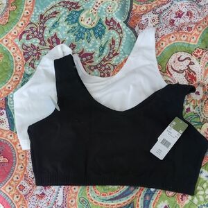 Fruit of the Loom Women’s Seamless Scoop Crop Bras - Black & White